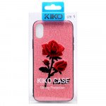 Wholesale iPhone X (Ten) Design Cloth Stitch Hybrid Case (Pink Rose)